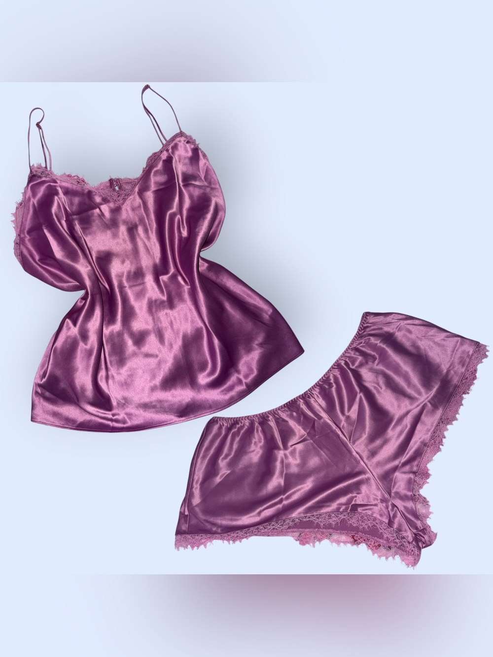 Victoria's Secret Satin Lace-Trim Cami & Shorts Pajama Set